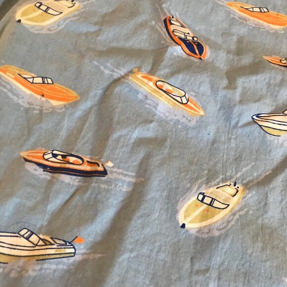 J Crew Mens Short Sleeve Button-Down Shirt Size S Blue Speedboat Print - Picture 4 of 8